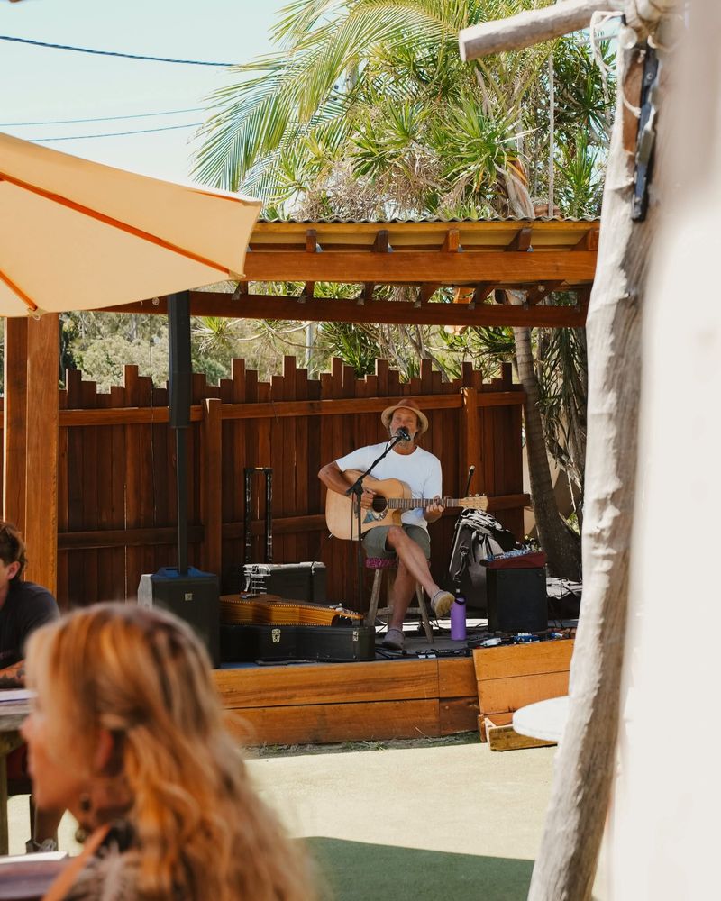 The live music stage beside the garden