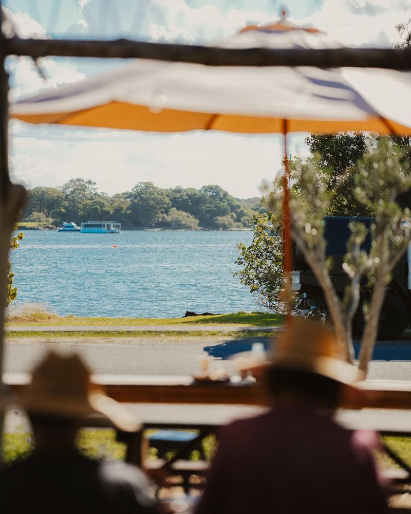 The river view from the riverfront tables